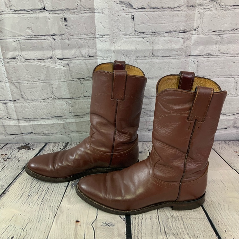 Brown Leather Justin Boots 7 1/2 D